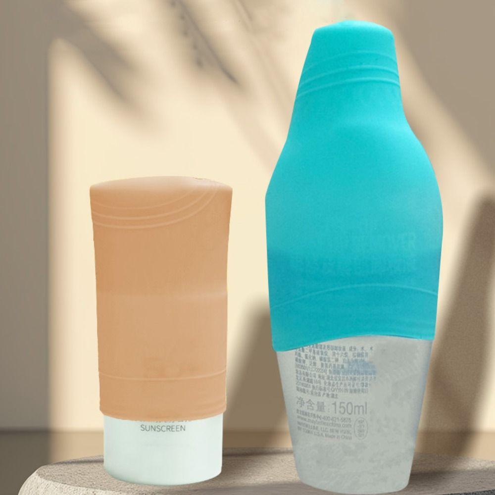 3Pcs Leakproof Leak Proof Toiletries Sleeves Elastic Refillable Bottle Protective Cap