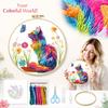 Colorful Embroidery Kit with 20 Hoops, Scissors and Needle Threader for Beginners