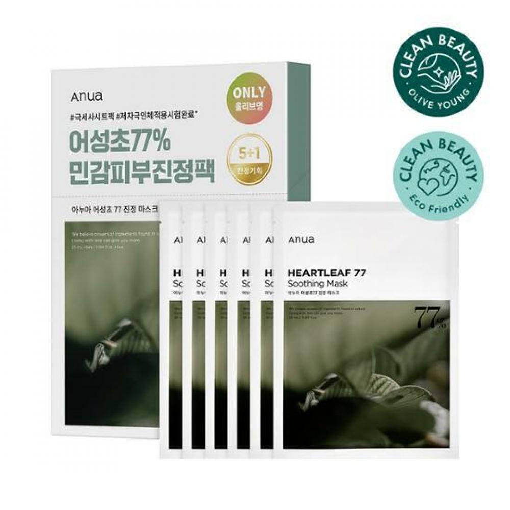 

Anua Exclusive Planning Anua Eoseongcho 77 Успокаивающая маска 5+1 листов Special