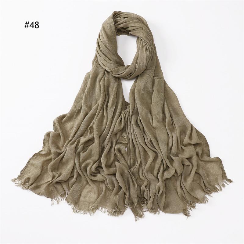 % Rayon Pleated Solid Color Human Cotton Two-end Beard Bag Headscarf Female, New Breathable Soft Scarf