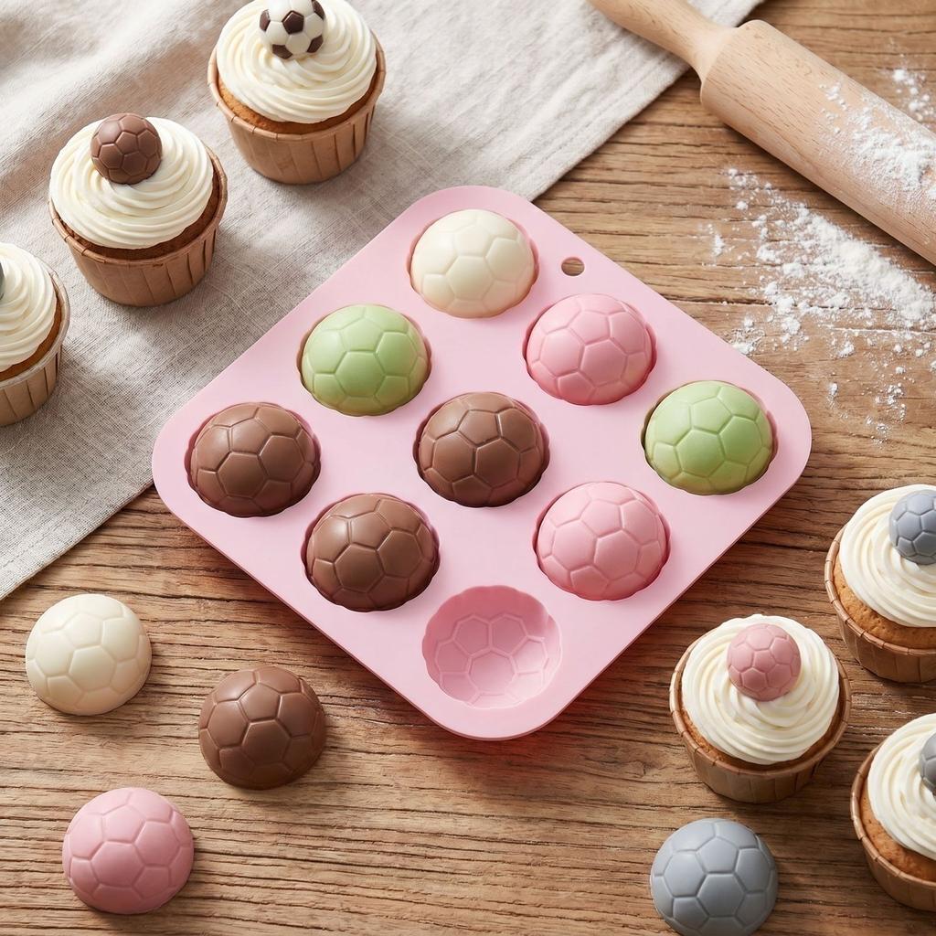 Silicone Chocolate for Football Candy Making, 9 Cavities for DIY Baking and Decor