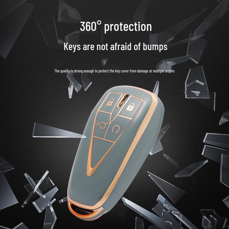 Changan Car Key Case for CS75: Gold-Edged Oshan TPU Key Cover