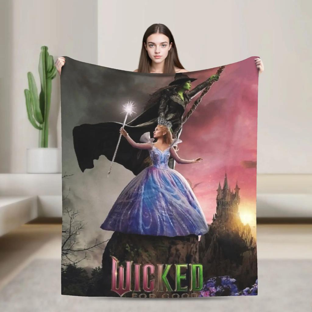 Wicked for Good Glinda Elphaba Flannel Blanket Soft Warm Throw Kids Home Decor Bedspread Sofa Cover