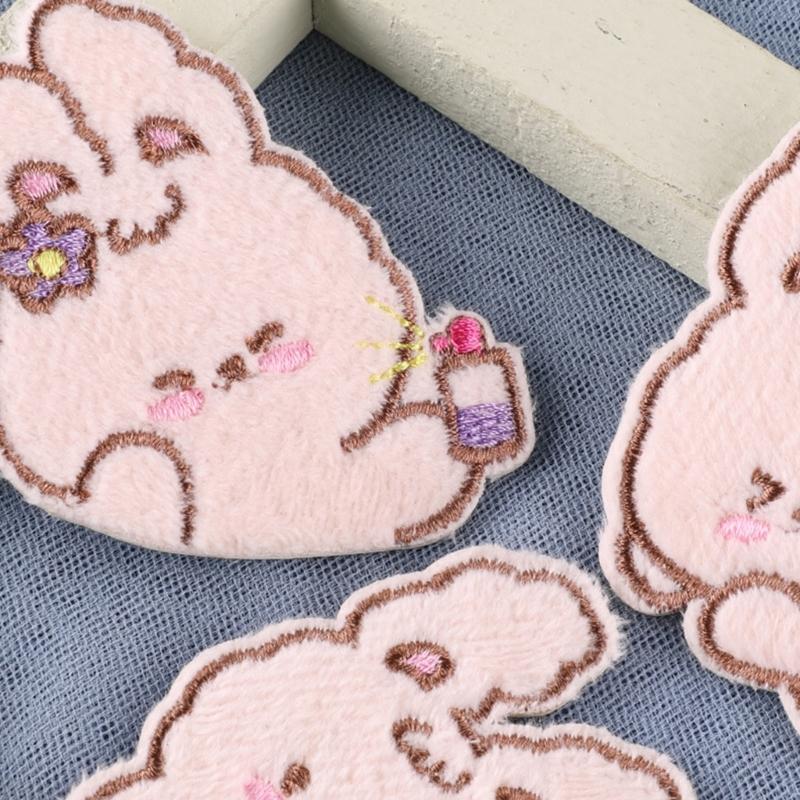 6 Pcs Cartoon Rabbits Iron On Patches Applique Patches Animal Repair Patches Embroidery Patches for Clothes Decoration