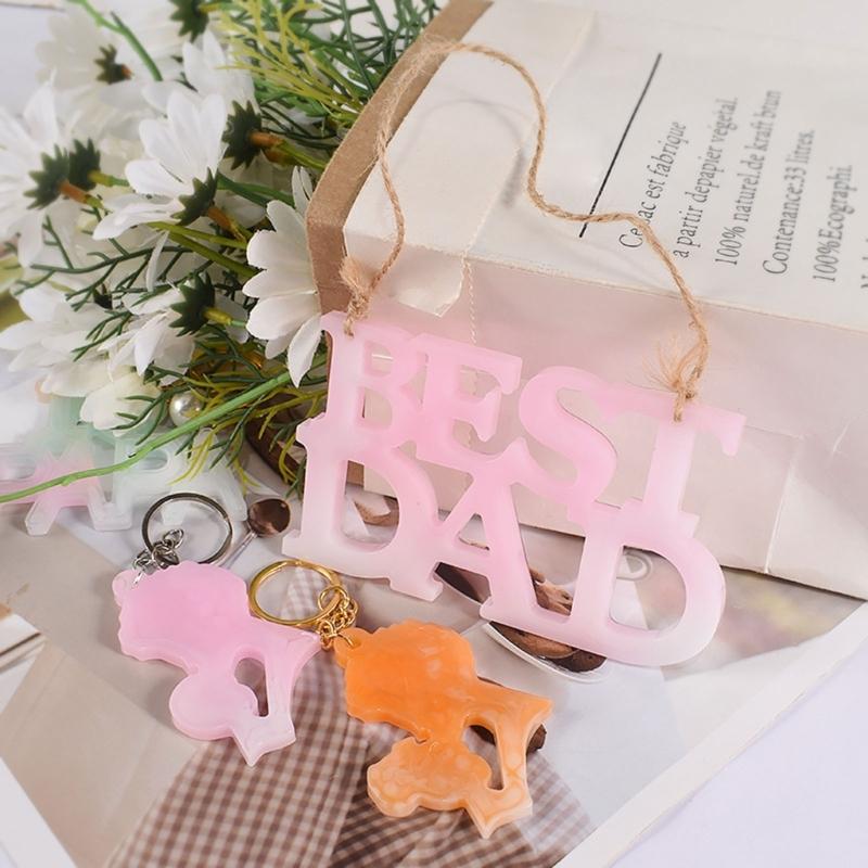 Aromatherapie Tabletten Silikonform PAPA MAMA Anhänger Harzform Schlüsselanhänger Anhänger Epoxid Gießform Hohl Anhänger Formen DIY