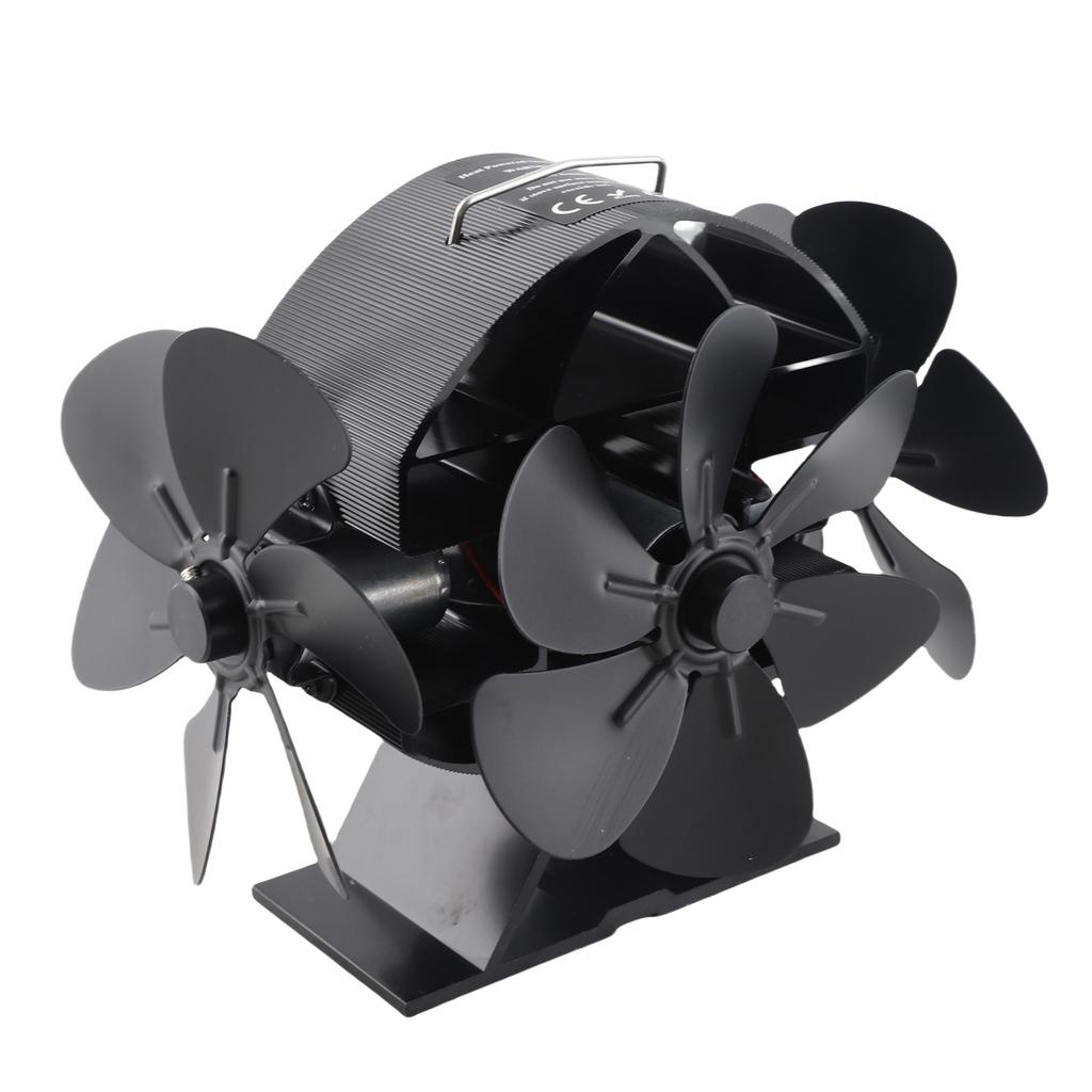 Wood Burning Stove Fan Efficient Airflow 18 Blades Aluminum Stove Fan Energy Saving Protective Cover with Handle for Fireplace
