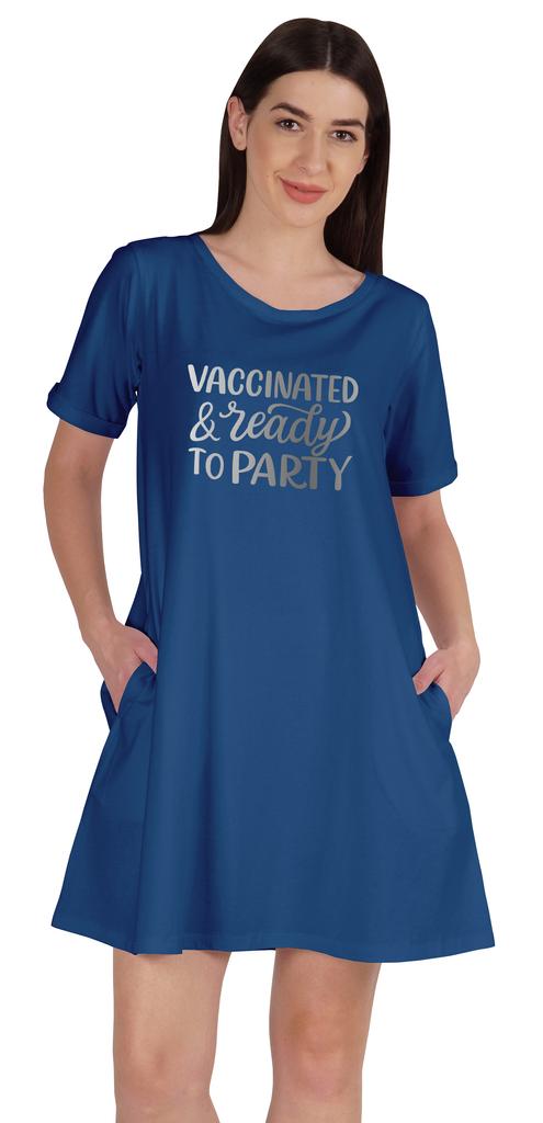 Inkmeso Vaccinated & Ready To Party T-Shirt Casual Scoop Neck Tunic With