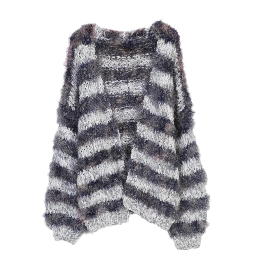 Women's Color Block Loose Knit Cardigan - Casual Long Sleeve Sweater for Autumn & Winter