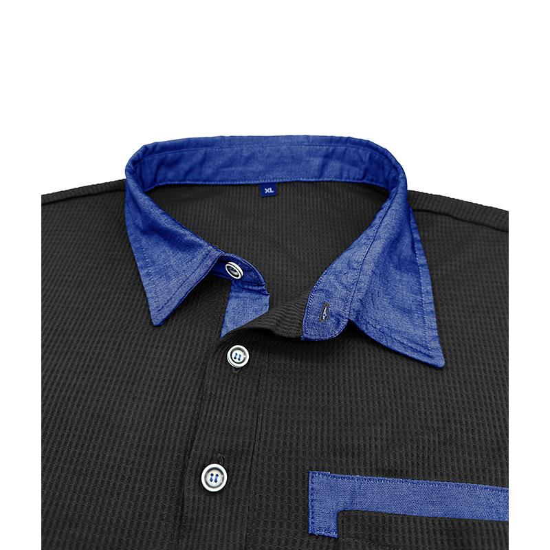 Autumn New Men's Long-sleeved Waffle Polo Shirt Fashion Men's Lapel T-shirt Tops