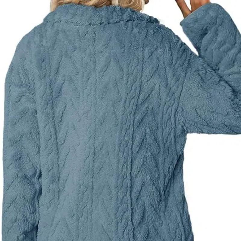 Zimní fleecová bunda pro ženy Zip na zip Stojáček s kapsami Kabáty