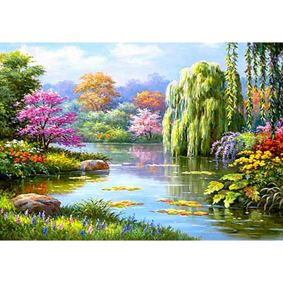 5D DIY Coastal Landscape Diamond Painting Rhinestone Picture Full Diamond Embroidery Gift Mosaic Decoration Cross Stitch Kit