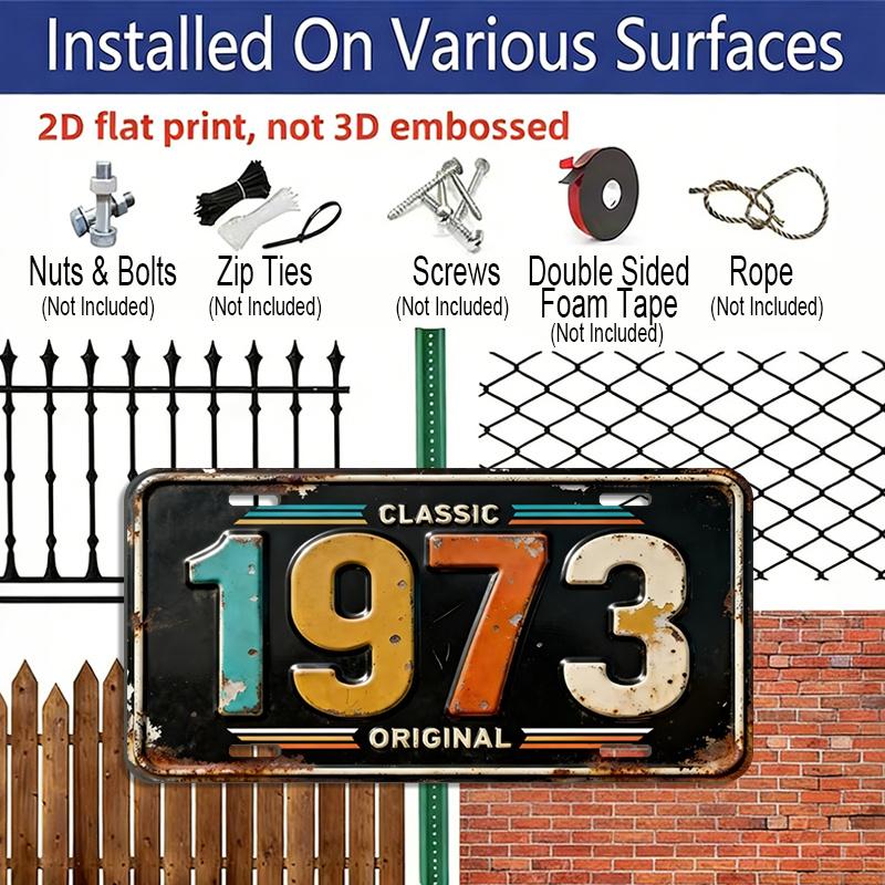 2D Flat 1pc Vintage Metal Aluminum Sign Decoration | Classic 1973 Original, 12'' × 6'' Retro Sign, Outdoor Plaque & Wall Art for Living Room, Man