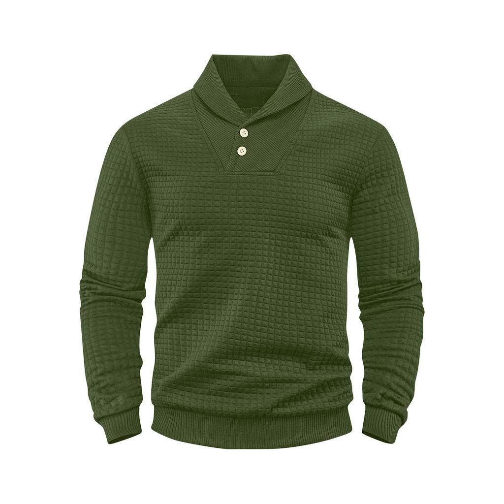 Men's Solid Color Lapel Plaid Sweatshirt Men's Casual Fashion Sweatshirt