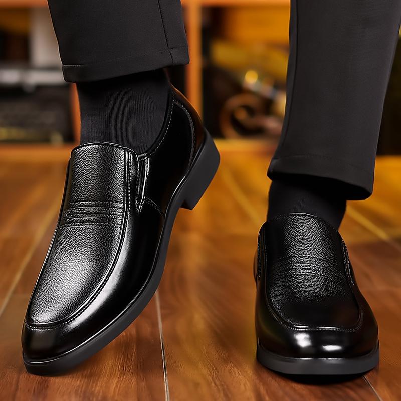 Plus Size 4.5-14.5 Men Wedding Genuine Leather Business Formal Men's Dress Shoes Loafers Black Casual Youth British Style Shoes