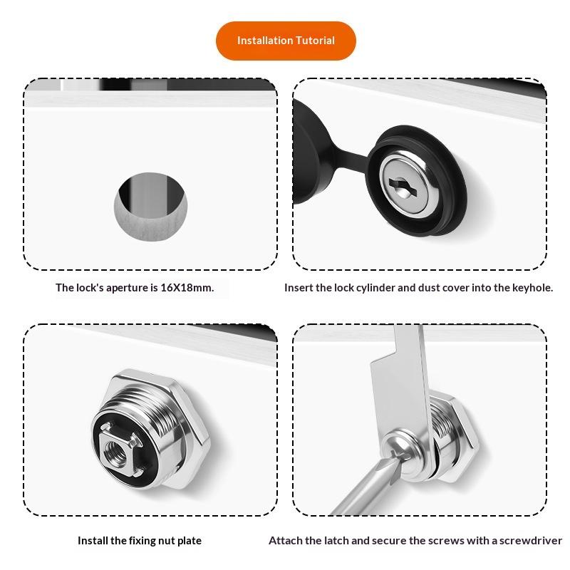 Zinc Alloy Cam Lock With Waterproof Cover Cabinet Drawer Mailbox Latch Lock With 2 Keys For Furniture