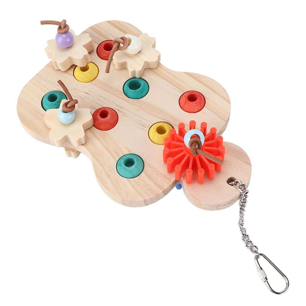 Bird Wooden Chewing Puzzle Toy Hanging Colorful Training Toys for Parrot Pigeon Sparrow