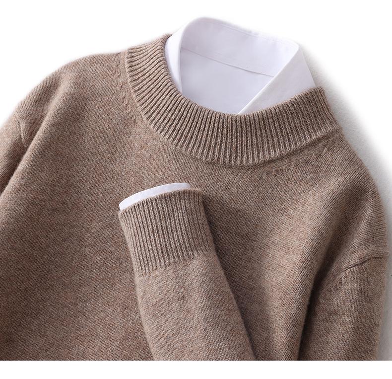 2025 Men's Pure Wool Half-High Neck Pullover Sweater - Warm Fashionable Knitwear for Young Adults
