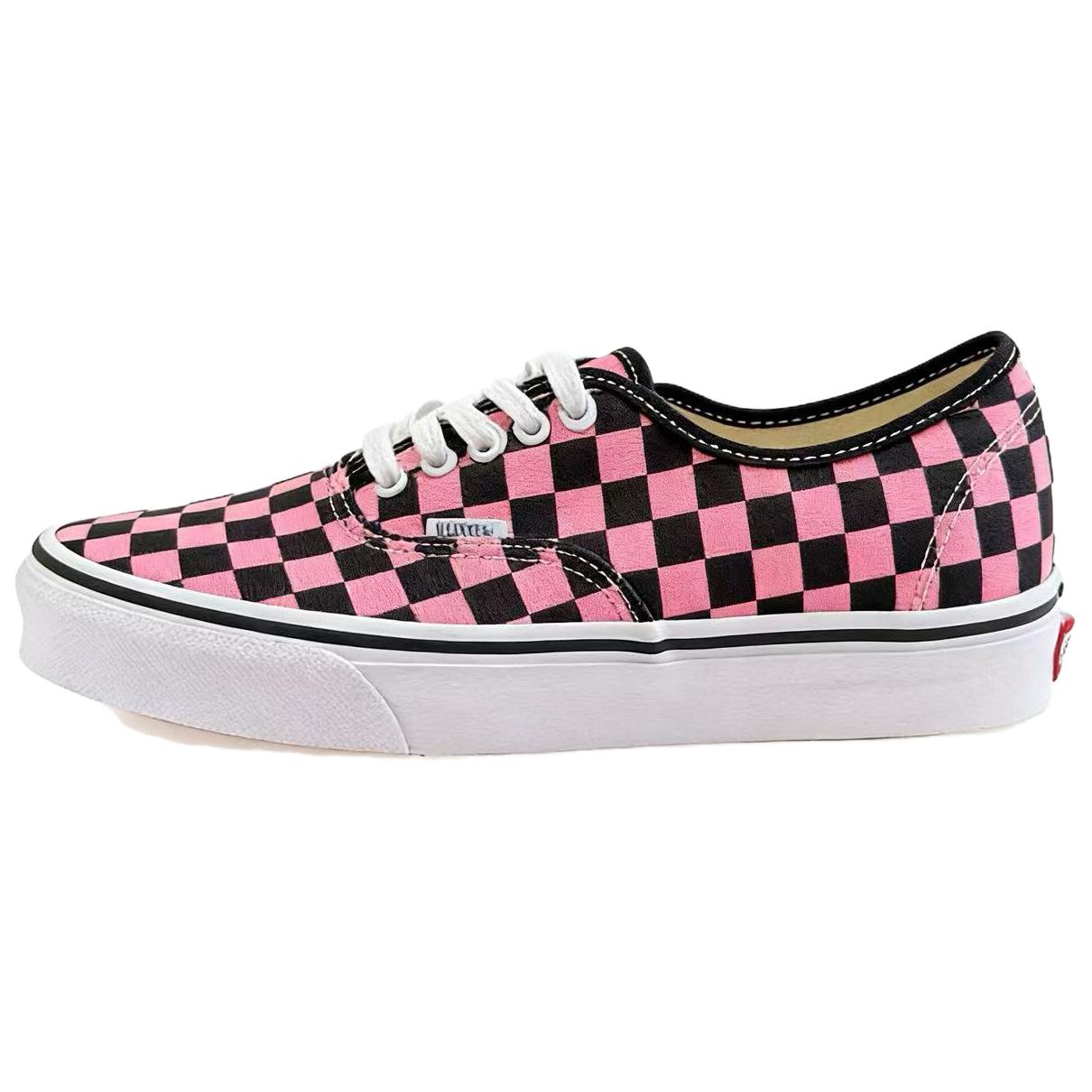 Vans Authentic Retro College Style Pink Black Checkerboard Low Top Skate Shoes Unisex sneakers VN0A38ENOAK(BLACK-PINK) 36
