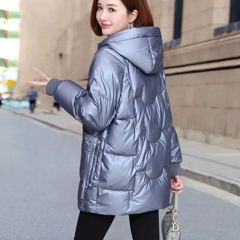 Women's Winter Causal Solid Color Warm Jacket, Women's Hooded Casual Medium To Long Jacket