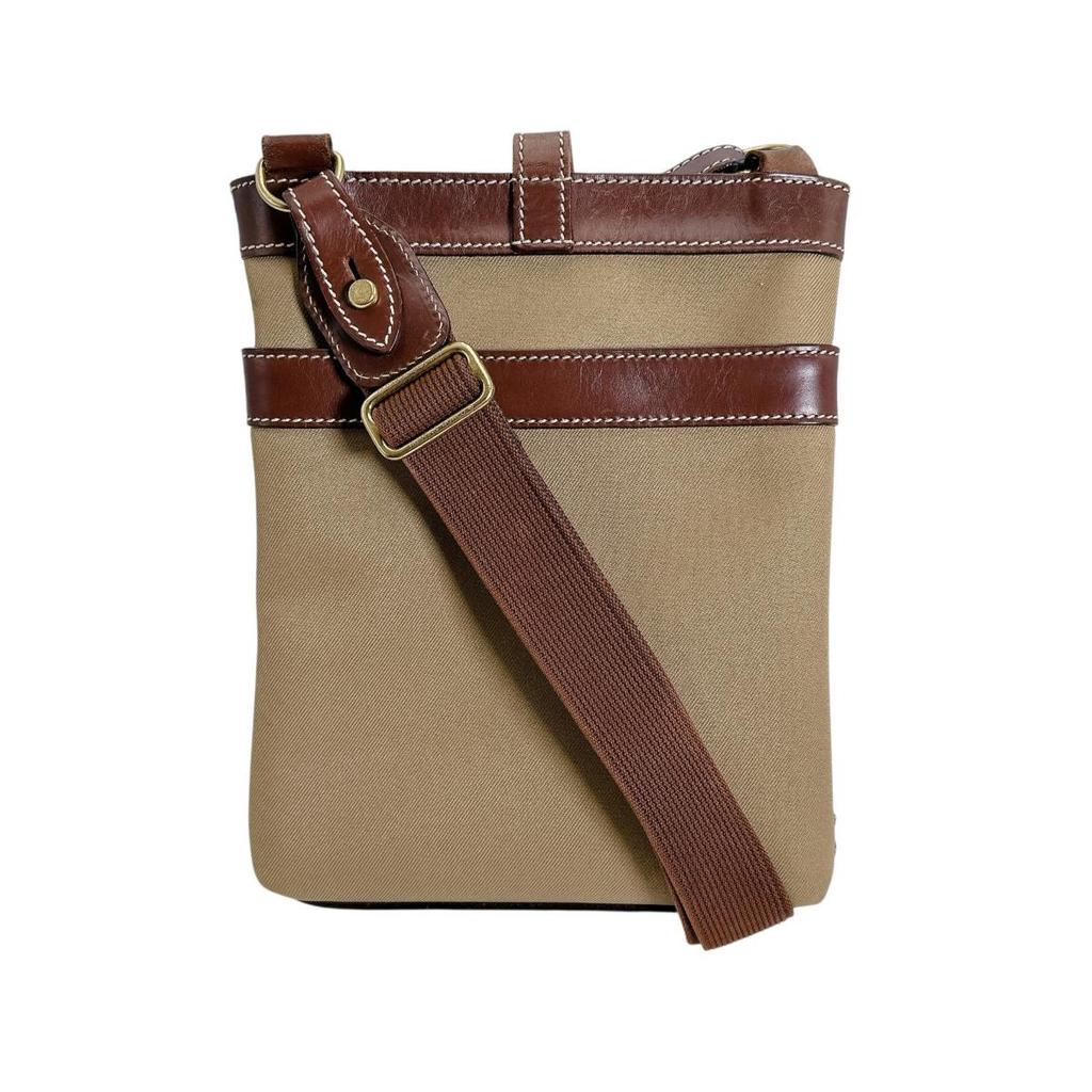 HUNTING WORLD Diagonally hung Shoulder Bag canvas Khaki x Brown unisex Used