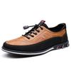 KLKYKO Herren Freizeit-Slipper aus Leder - Große Größen Elastisches Band Sneakers