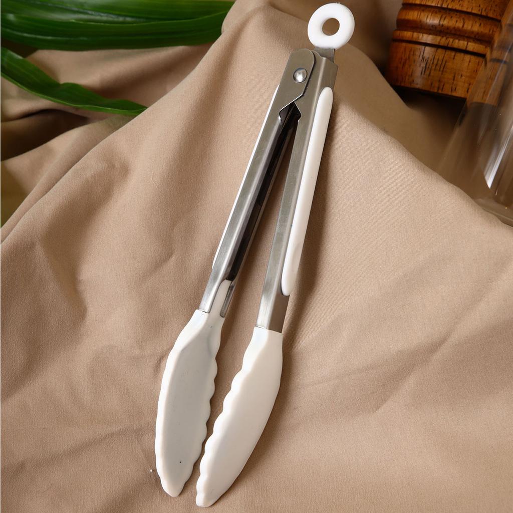 White Silicone Non-Stick Kitchenware Food Clip Scraper Oil Brush Egg Beater Cookware Utensils Set Heat Resistant Party Kitchen Gadget
