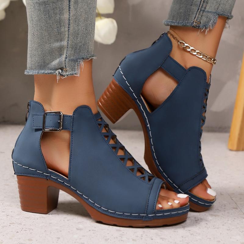 2025 New Women High Heel Sandals Large Size Outdoor Women Shoes Thick Heel Fish Mouth Sandals Women Sandalias De Mujer