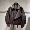Herren Herbst Kantige PU-Lederjacke: Lässiges Bikerjacken-Design