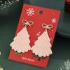 New Christmas earrings, bow polka dot studs, pink Christmas tree earrings, earrings.
