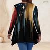 Women Plus Size V Neck Long Sleeve Colorful Printed Asymmetric Hem Flared Tunic Top