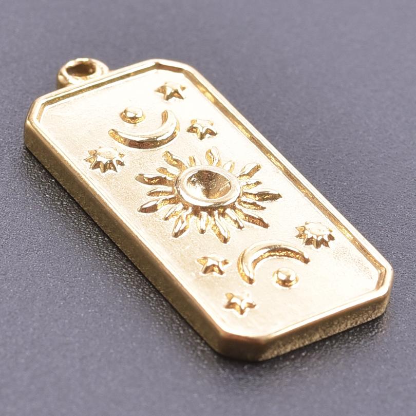 6pcs Real Gold Plated Sun Charms For Jewelry Making Supplies Stainless Steel Charm Pendants Heart Moon Thread Sunshine Material
