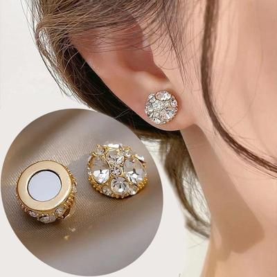 Magnet Earring Zircon Crystal Strong Magnetic Therapy Slimming Health Care Power Clip Earrings Party Wedding Jewelry