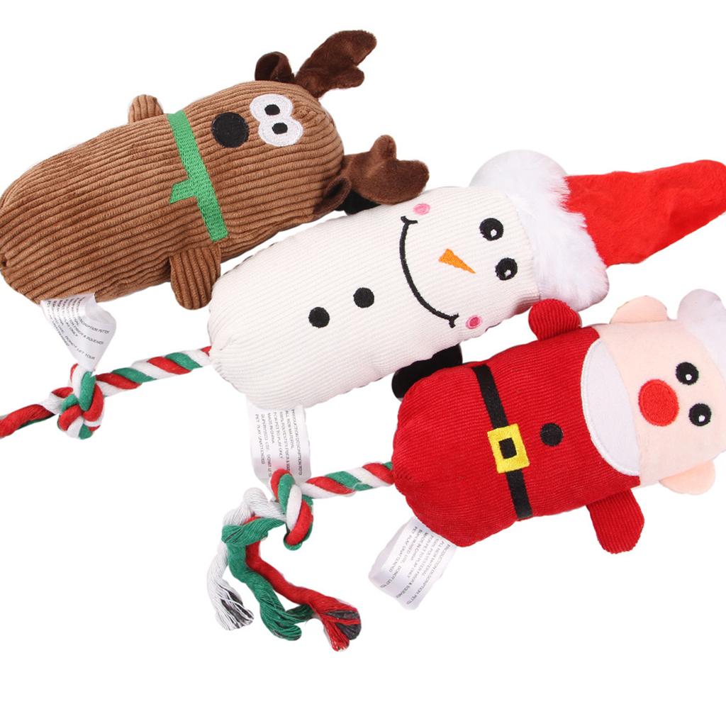 Dog Squeaky Toy Durable Rope Plush Toy Christmas Gift for Small Medium Dog