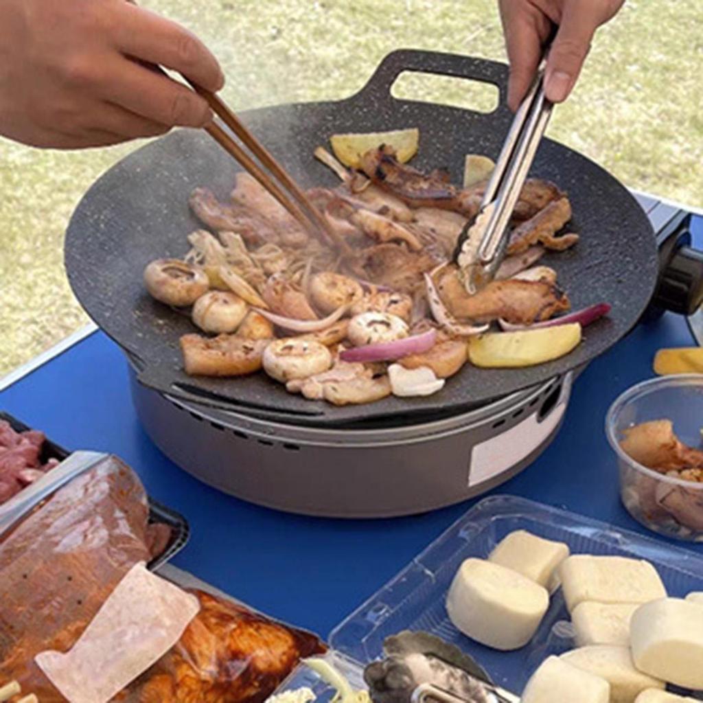 Korean BBQ Grill Pan Cooking Meat Steak Non- Coating Round Frying Roasting for Outdoor