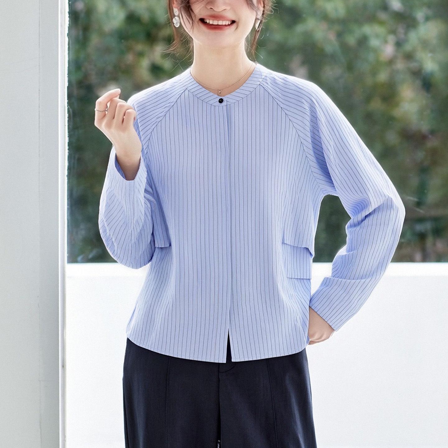 Plaid Women s Long Sleeve Round Neck Casual Cotton Shirt - Spring 2026 Collection L