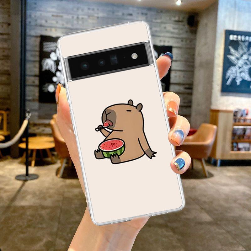 

Cute Capybara Phone Case For Google Pixel 9 8 7 6 Pro XL 8A 7A 6A 5 4 5A 4A 3A XL 5G soft Silicone Clear TPU Cover Pixel 4A