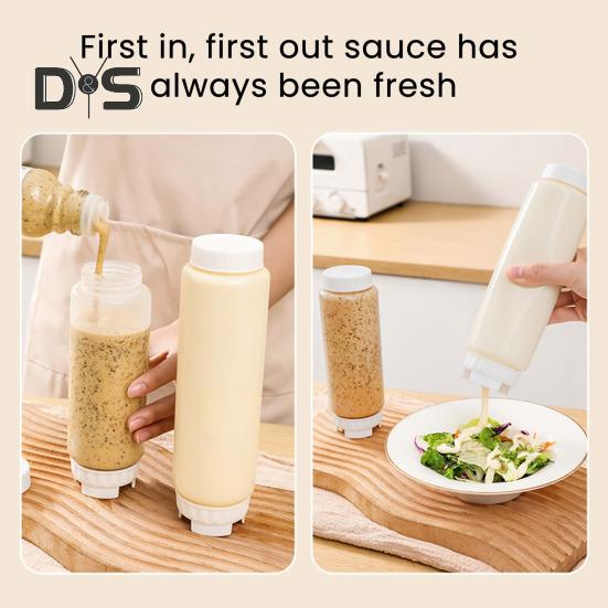 Gewürzspender, Quetschflasche für Soßen, große Kapazität, wiederverwendbarer Gewürzbehälter, Doppelkopf-Küchenwerkzeug für Flüssigkeiten und Soßen