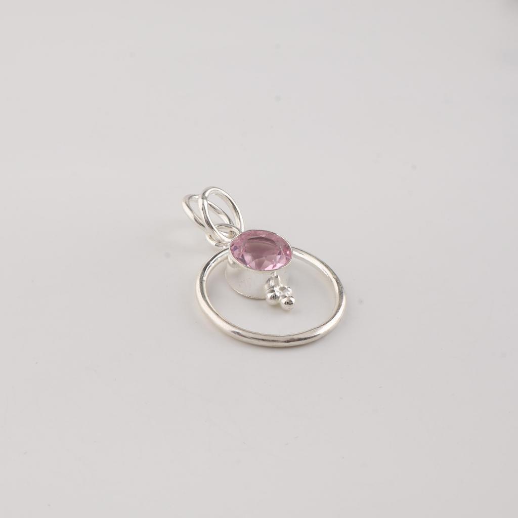 Morganite Gemstone 925 Sterling Silver Pretty Pendant 1.2" Handmade Jewelry For Women PP-68-14