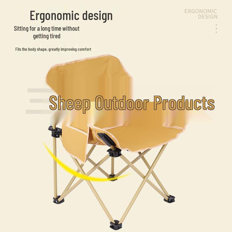 Portable High-Back Folding Moon Chair & Roll-Up Table for Camping, Dining, or Night Market