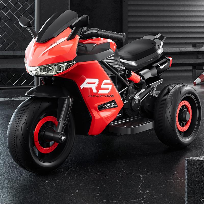 

Детский электрический мотоцикл, трехколесный велосипед, детский автомобиль с двойным приводом и дистанционным управлением, Bluetooth, музыка, светодиодная лампа, защита от опрокидывания красный