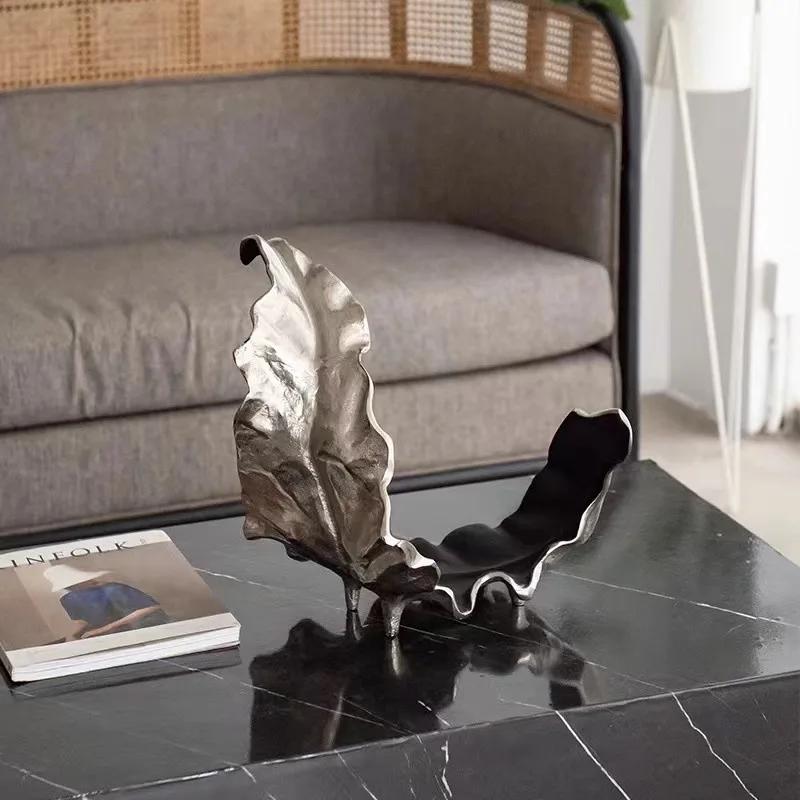 For Resin Handicraft Leaf Fruit Bowl Curved Dead Leaf Desktop Storage Container Tray Decorative Figurines Home Decoration