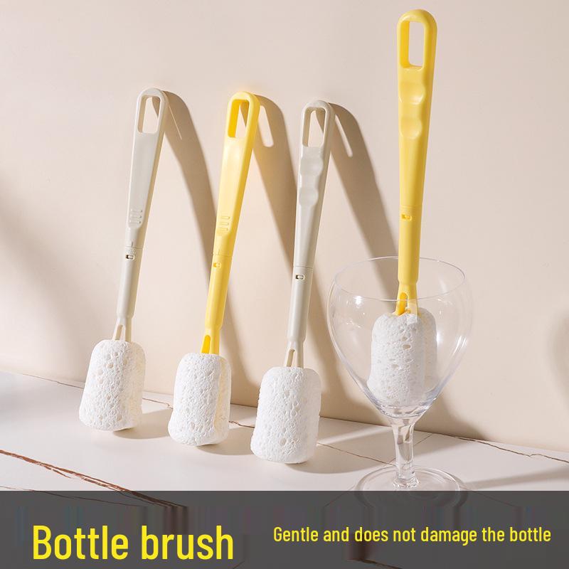 Detachable Thermos and Baby Bottle Cleaning Brush with Wood Pulp Cotton
