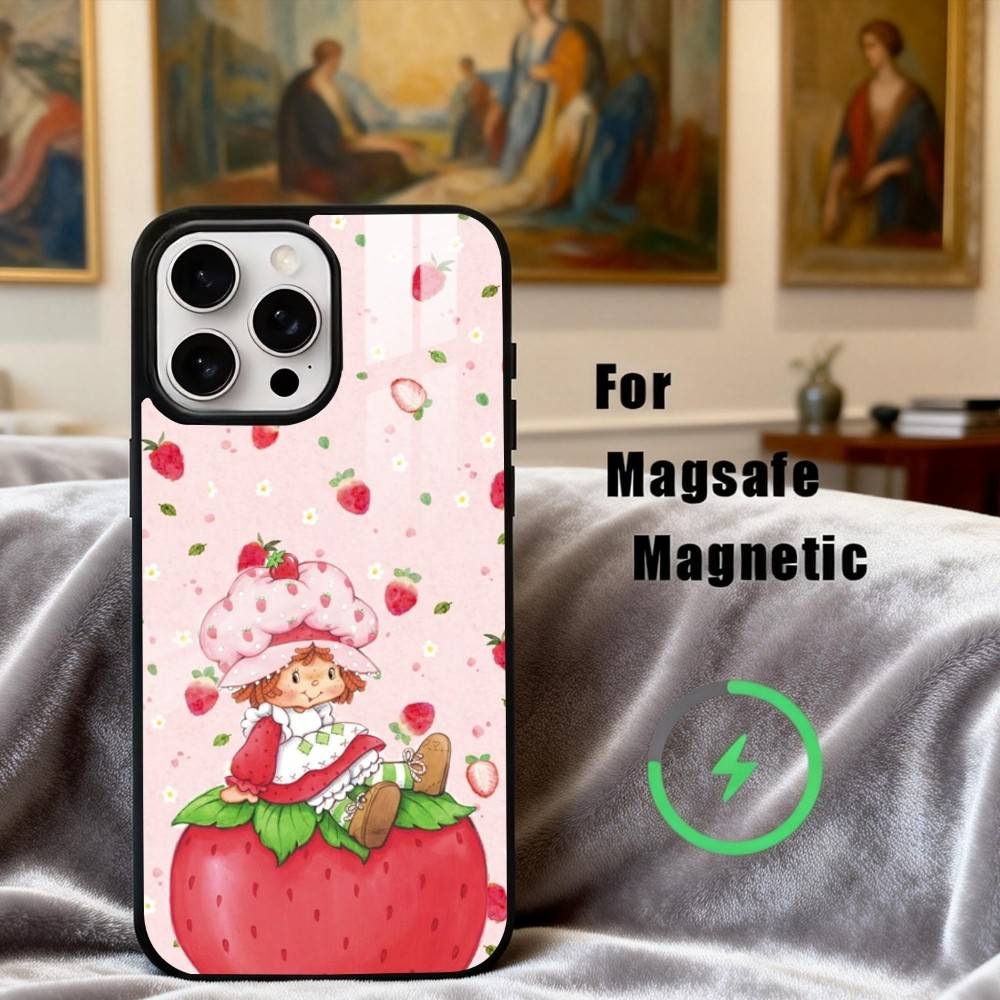 S-StrawberryS Vintage S-Shortcake Phone Case For iPhone17,16,15,14,13,12,11 Plus,Pro Max Magnetic For Magsafe Wireless Charging