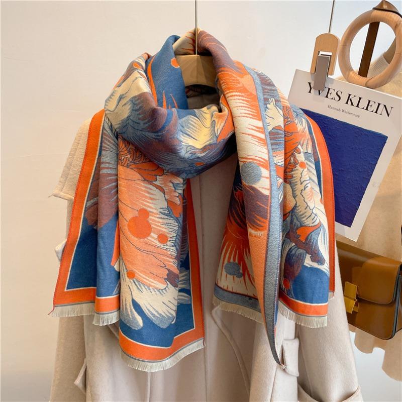Scarf Women's winter warm long versatile air-conditioned room shawl with imitation cashmere scarf