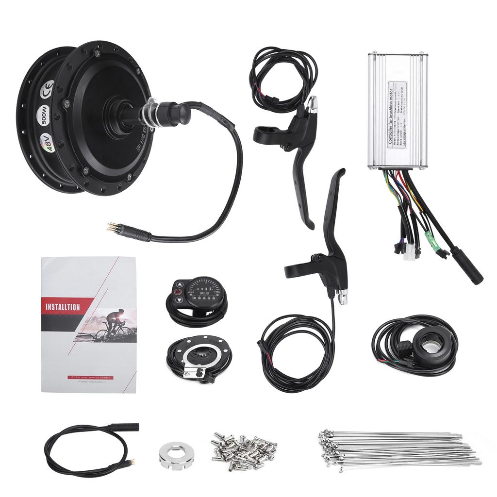 Electric Bicycle Conversion Kit 48V 500W Rear Wheel Hub Motor Set with KT‑900S Display Meter for 12G Wheel