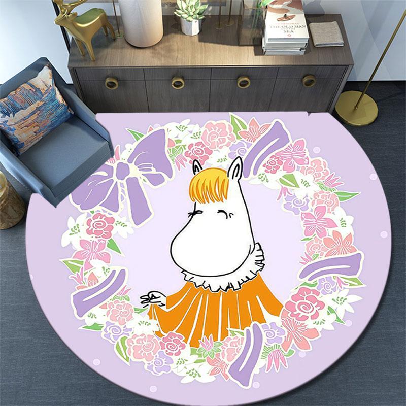 Moomin2,Round Area Rug,Carpet Rug for Living Room Bedroom Sofa Playroom Decor,Non-slip Floor Mat