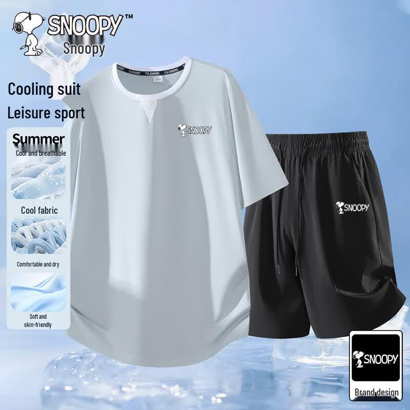 Snoopy Men s Summer T-shirt & Shorts Set XL серый