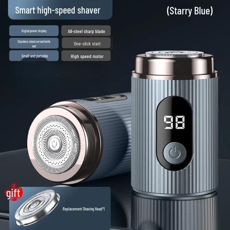 Rechargeable Portable Mini Shaver with LED Display - Steel Cannon Beard Trimmer