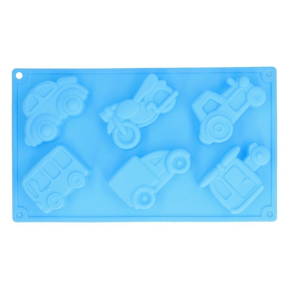 6 Cavity Design Vehicle Mold Non-Stick Surface Cake Mold Multi-Cavity Ice Mold Pudding Making синий