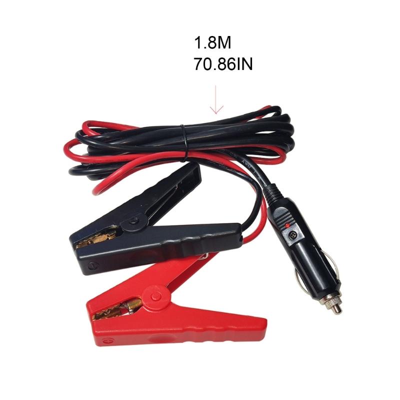 Car Cigarette Lighter Extension Cord12V/24V Male Plug to Battery Clips Cable with LED Light for Car Inflator Cleaner